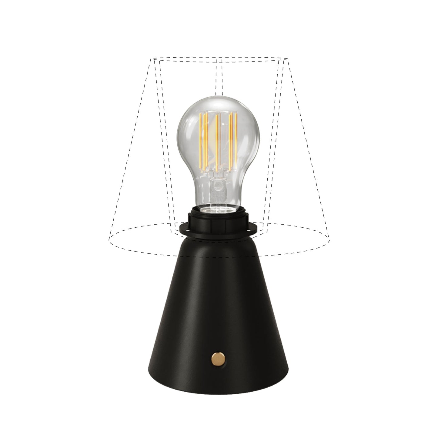 Lampada portatile ricaricabile Cabless11 con lampadina a goccia e predisposizione per paralume - Nero
