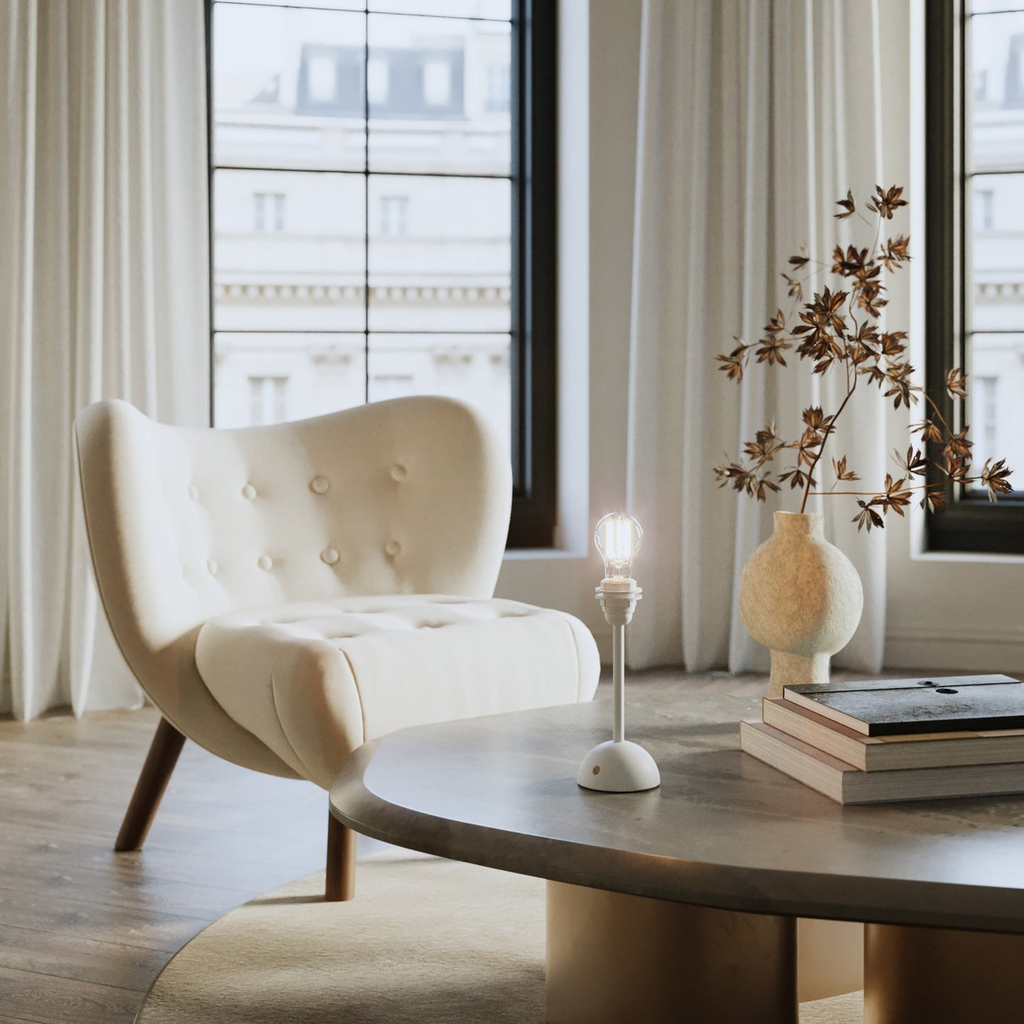Base per lampada portatile e ricaricabile Cabless12 con predisposizione per paralume - Bianco