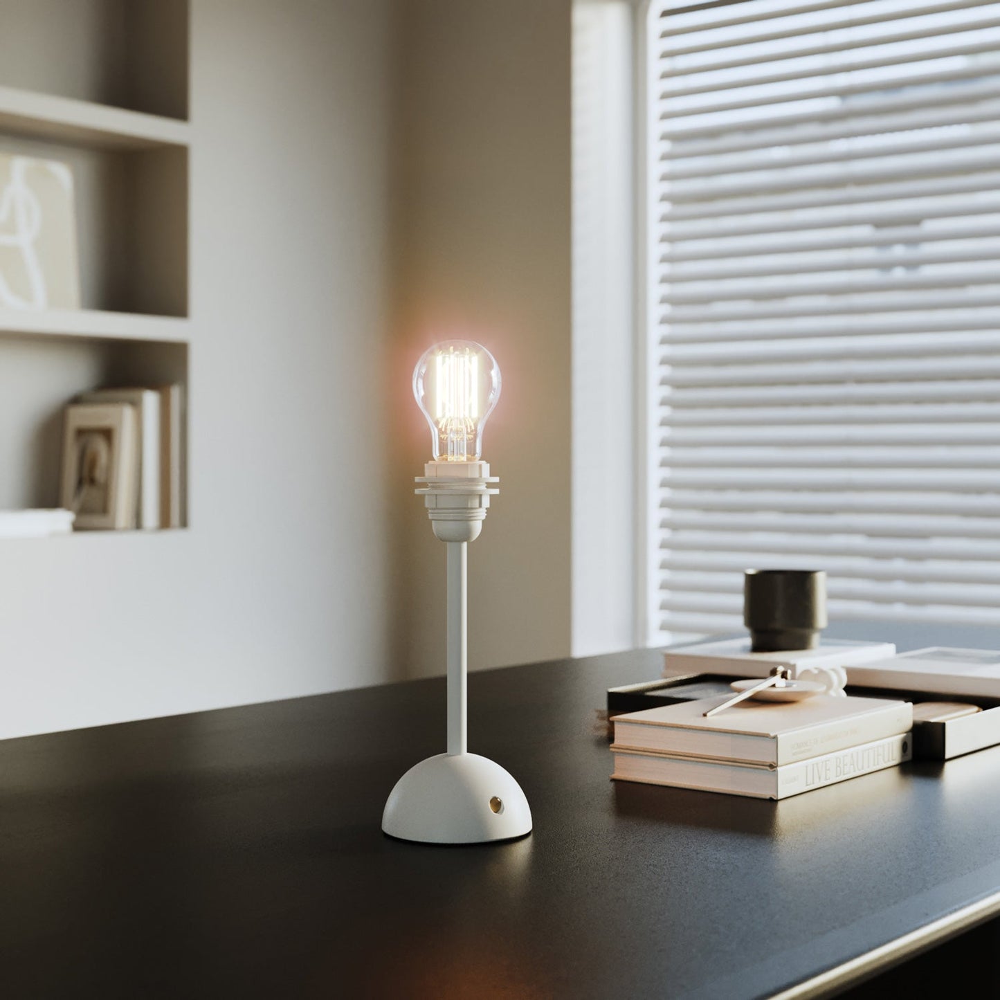 Base per lampada portatile e ricaricabile Cabless12 con predisposizione per paralume - Bianco