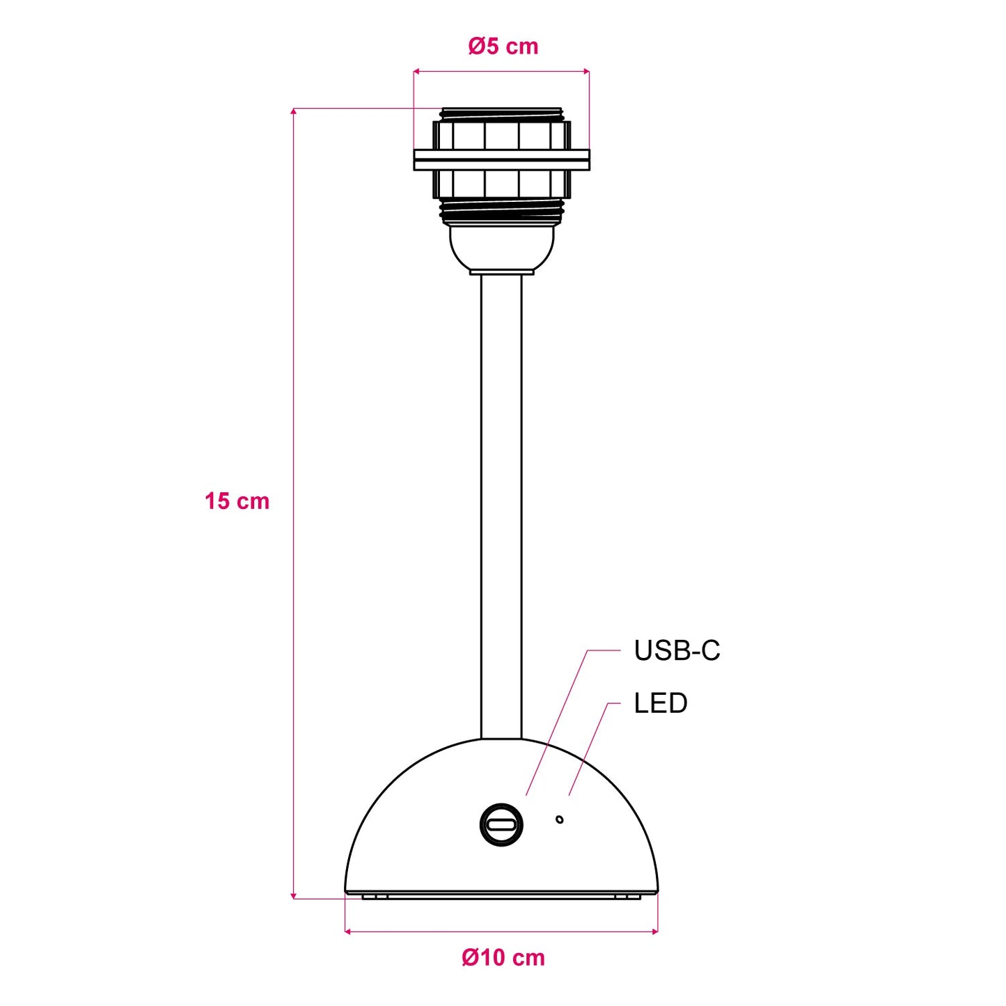 Base per lampada portatile e ricaricabile Cabless12 con predisposizione per paralume - Neutro
