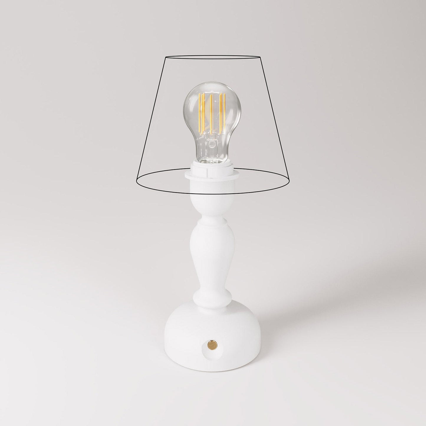 Lampada portatile ricaricabile Cabless14 con lampadina a goccia e predisposizione per paralume - Bianco