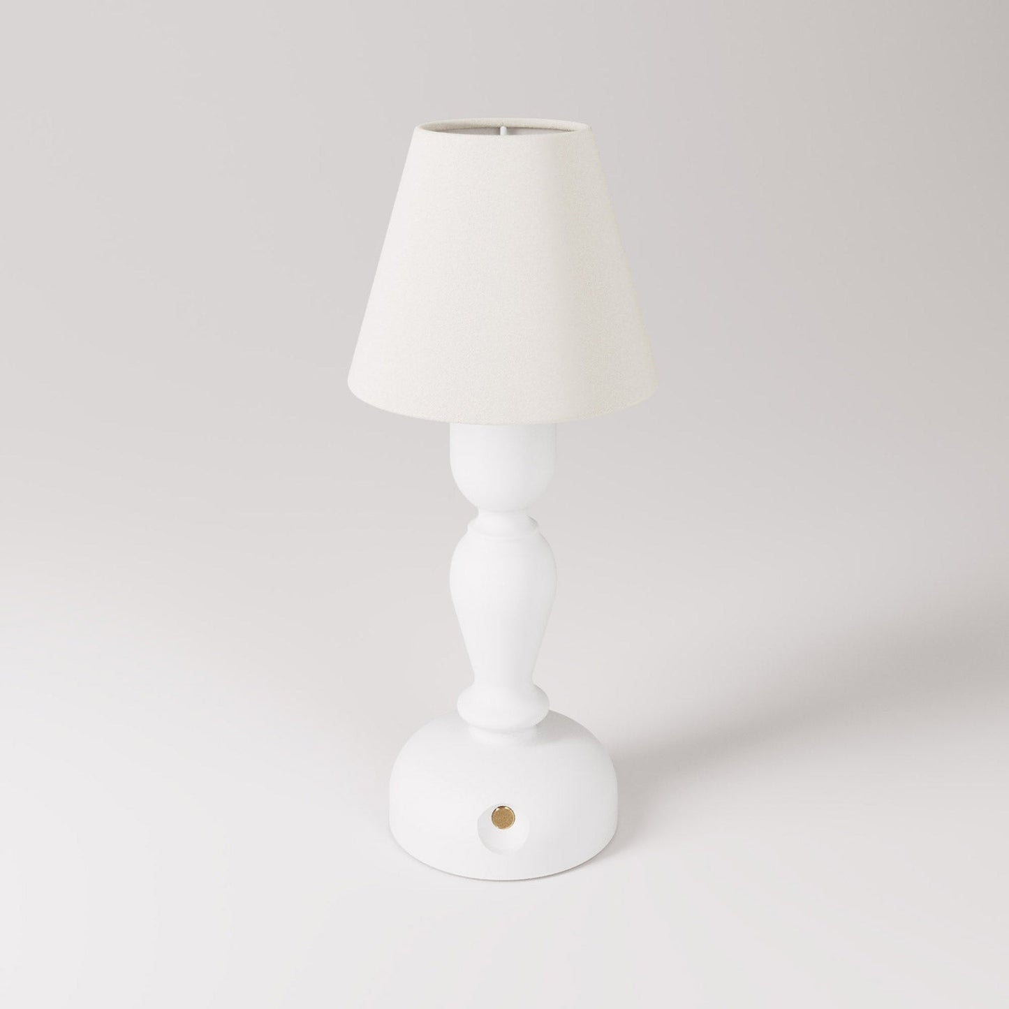 Lampada portatile ricaricabile Cabless14 con lampadina a goccia e paralume - Bianco