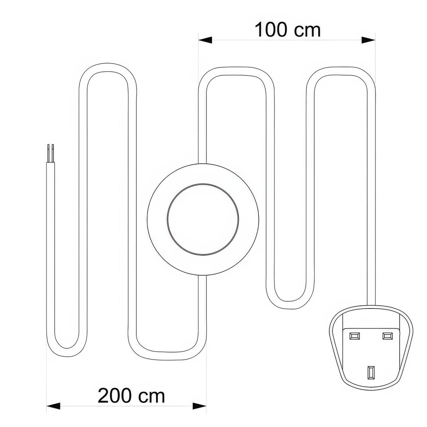Cablaggio per lampada con cavo neutro in juta 3 m e spina UK