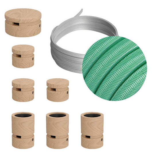 Sistema Filé Linear Kit - con cavo CH69 di 5 m per catenaria e 7 componenti in legno per interni