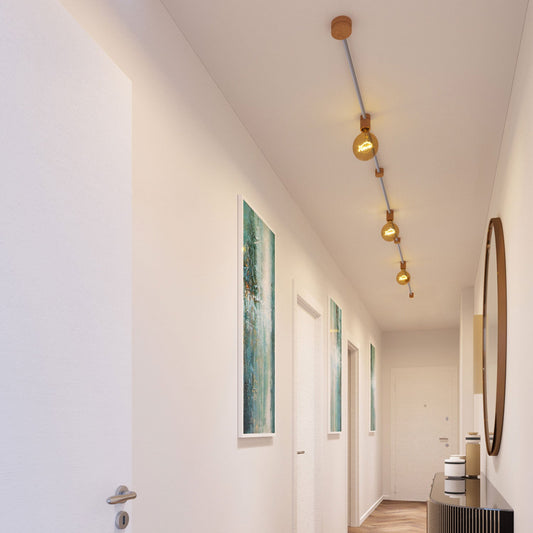 Sistema Filé Linear Kit - con cavo CM02 di 5 m per catenaria e 7 componenti in legno per interni