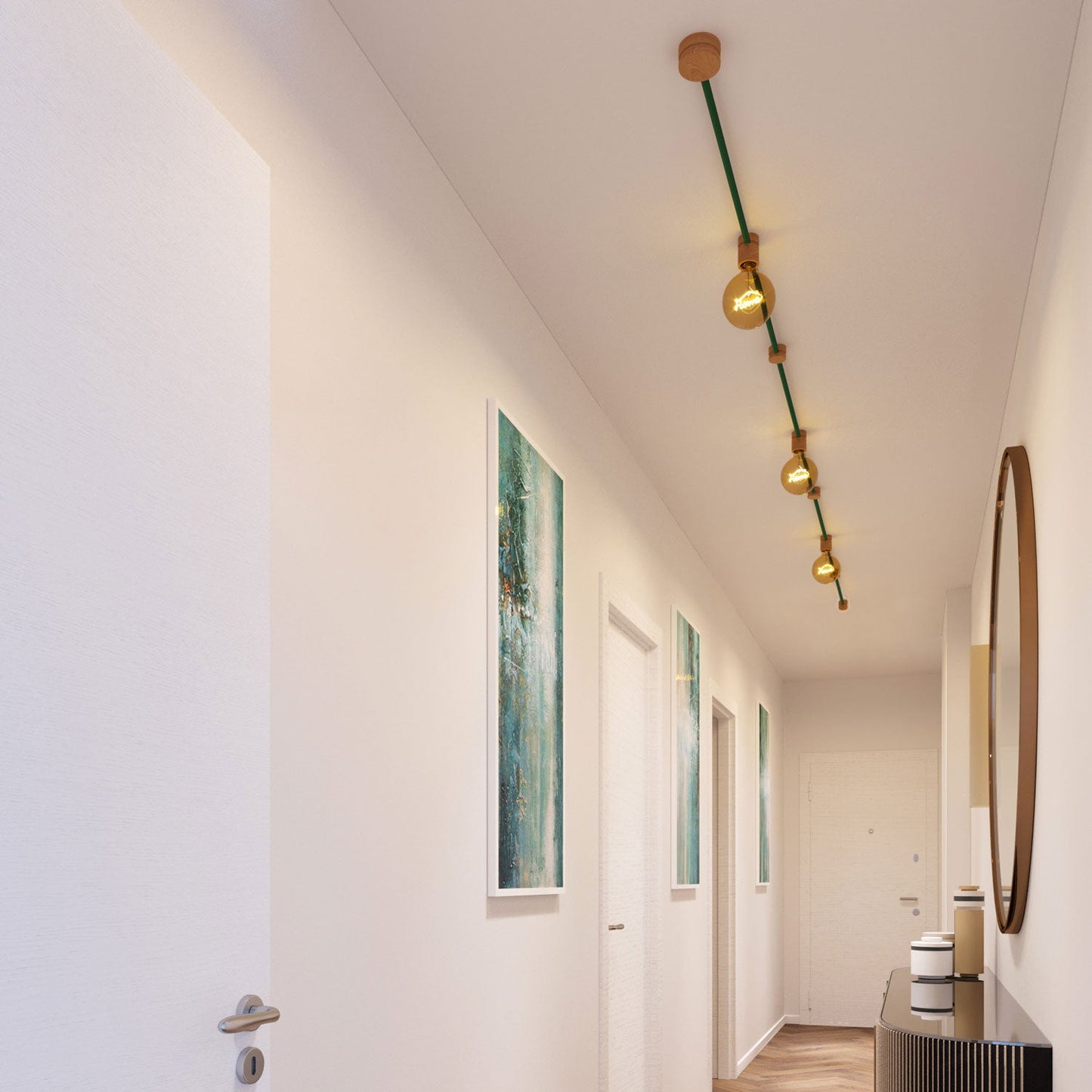 Sistema Filé Linear Kit - con cavo CM21 di 5 m per catenaria e 7 componenti in legno per interni