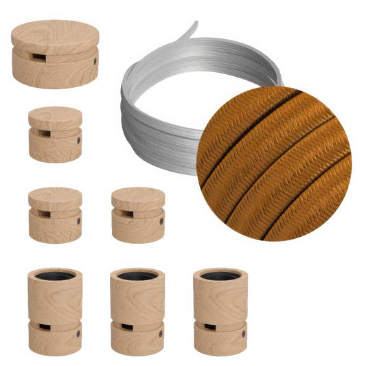 Sistema Filé Linear Kit - con cavo CM22 di 5 m per catenaria e 7 componenti in legno per interni