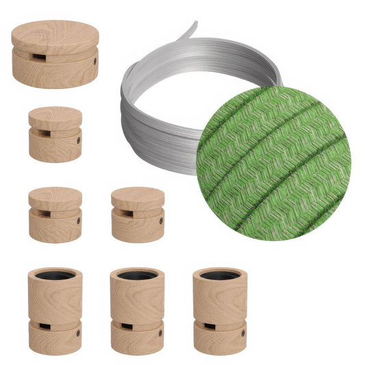 Sistema Filé Linear Kit - con cavo CX08 di 5 m per catenaria e 7 componenti in legno per interni
