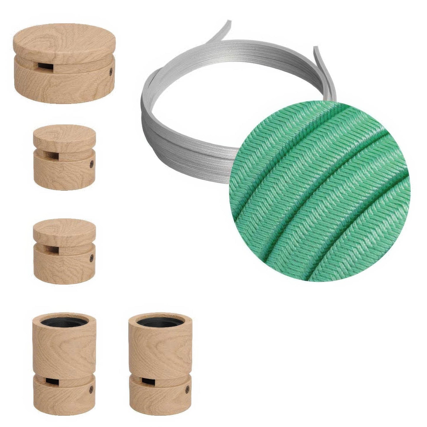 Sistema Filé Wiggle Kit - con cavo CH69 di 3 m per catenaria e 5 componenti in legno per interni