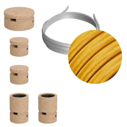 Sistema Filé Wiggle Kit - con cavo CM05 di 3 m per catenaria e 5 componenti in legno per interni