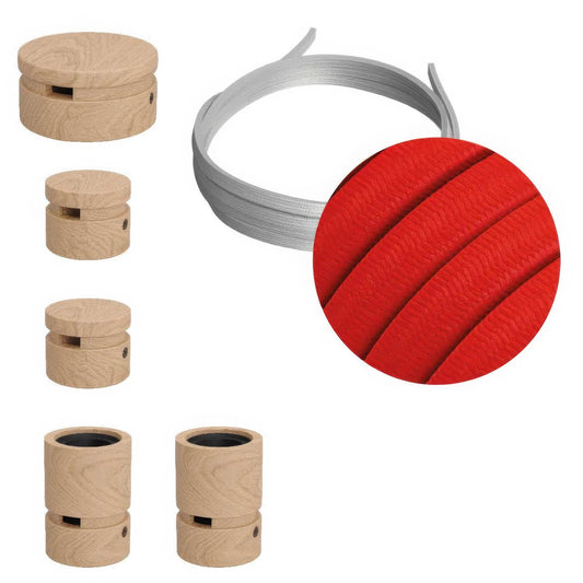 Sistema Filé Wiggle Kit - con cavo CM09 di 3 m per catenaria e 5 componenti in legno per interni