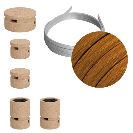 Sistema Filé Wiggle Kit - con cavo CM22 di 3 m per catenaria e 5 componenti in legno per interni