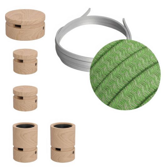 Sistema Filé Wiggle Kit - con cavo CX08 di 3 m per catenaria e 5 componenti in legno per interni