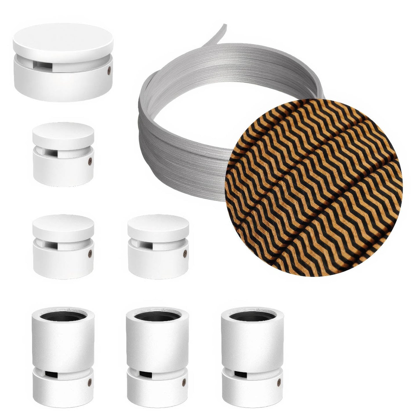 Sistema Filé Linear Kit - con cavo CZ22 di 5 m per catenaria e 7 componenti in legno verniciato bianco per interni