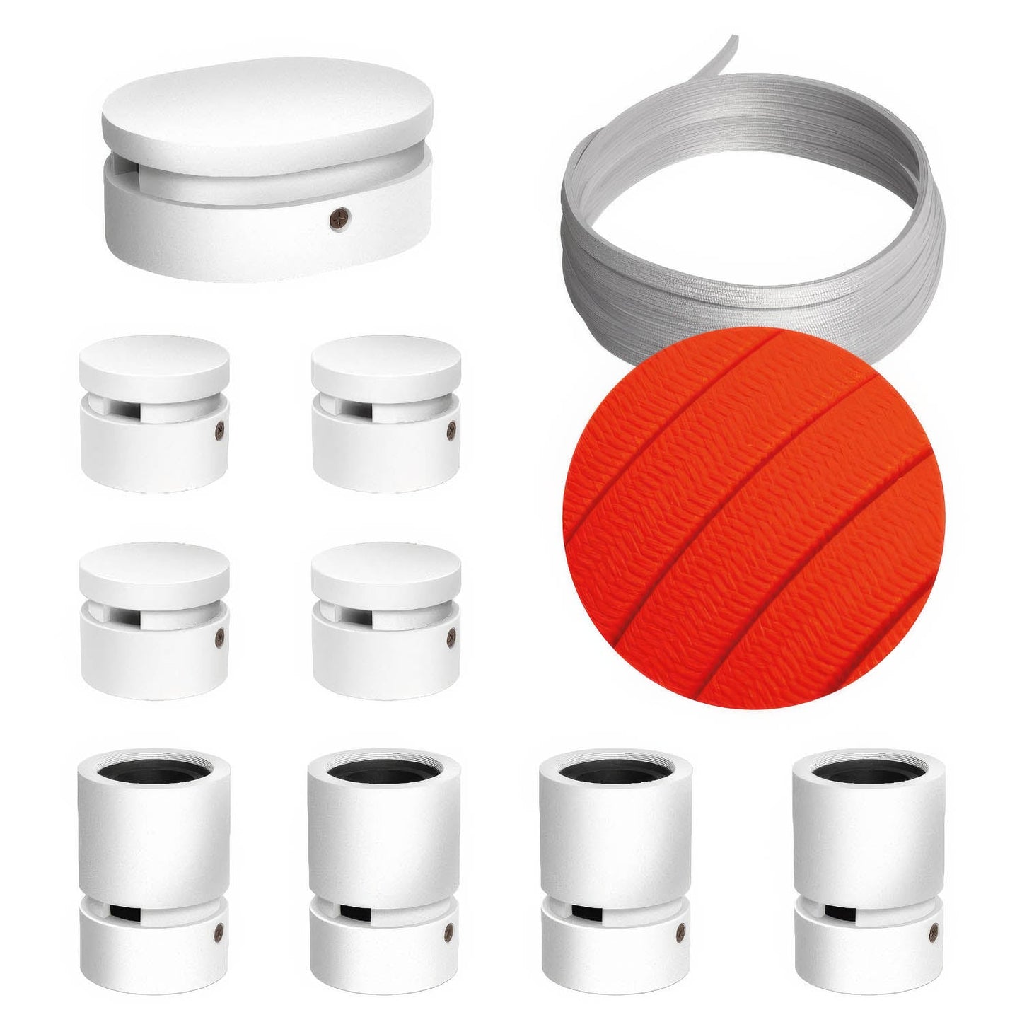 Sistema Filé Symmetric Kit - con cavo CF15 di 5 m per catenaria e 9 componenti in legno verniciato bianco per interni