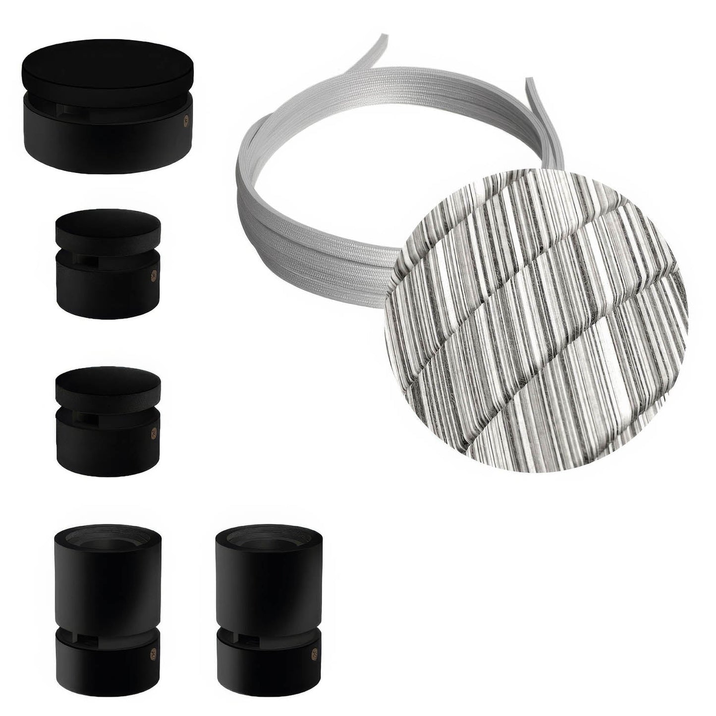 Sistema Filé Wiggle Kit - con cavo ECC37 di 3 m per catenaria e 5 componenti in legno verniciato nero per interni
