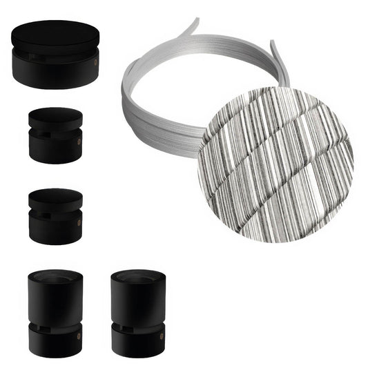 Sistema Filé Wiggle Kit - con cavo ECC37 di 3 m per catenaria e 5 componenti in legno verniciato nero per interni