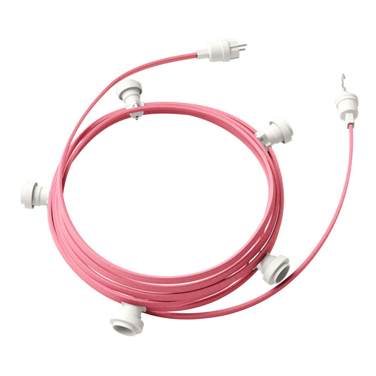 Catenaria Sistema Lumet da 7,5 m con cavo tessile CM16, 5 portalampada, gancio e spina bianchi