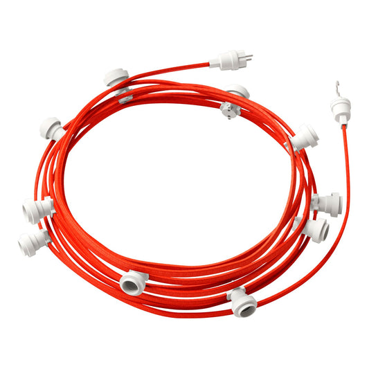 Catenaria Sistema Lumet da 12,5 m con cavo tessile CF15, 10 portalampada, gancio e spina bianchi