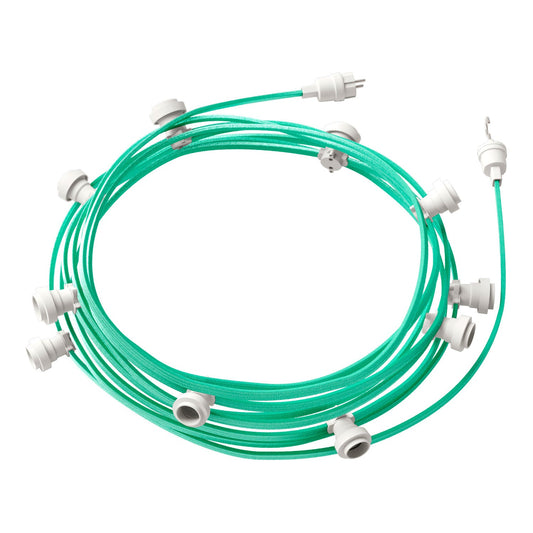 Catenaria Sistema Lumet da 12,5 m con cavo tessile CH69, 10 portalampada, gancio e spina bianchi