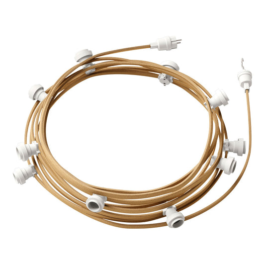 Catenaria Sistema Lumet da 12,5 m con cavo tessile CN06, 10 portalampada, gancio e spina bianchi