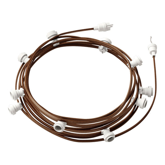 Catenaria Sistema Lumet da 12,5 m con cavo tessile CZ22, 10 portalampada, gancio e spina bianchi