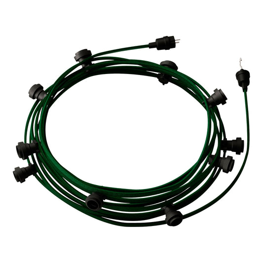 Catenaria Sistema Lumet da 12,5 m con cavo tessile CM21, 10 portalampada, gancio e spina neri