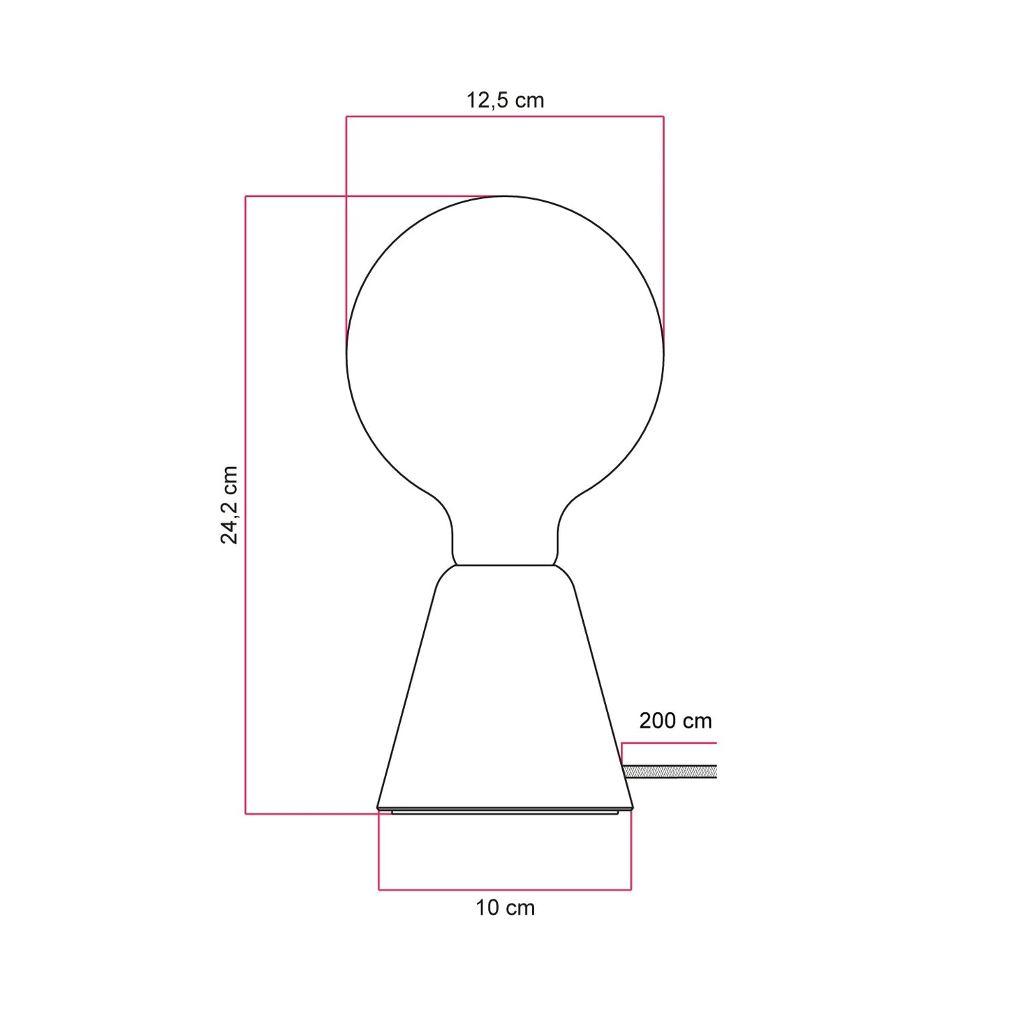 Lampada da tavolo con base in ontano, lampadina trasparente, cavo RM01 e spina UK