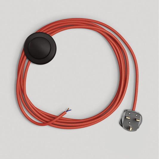 Cablaggio per lampada con cavo rosso lucido 3 m e spina UK