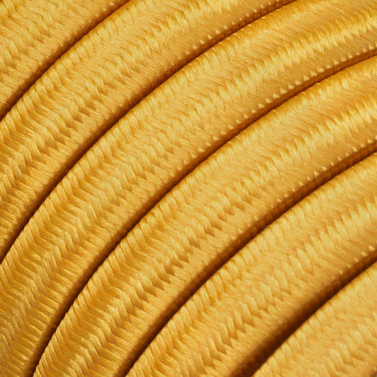 Electric Cable Color Cord for Custom String Lights, covered by Rayon fabric Gold - CM05