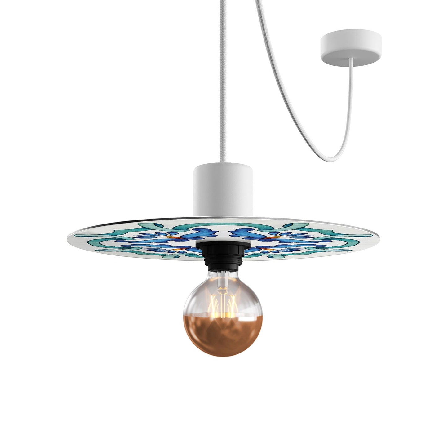 Mini piatto Ellepì 'Maioliche' Blu per lampade, diametro 24 cm - Made in Italy