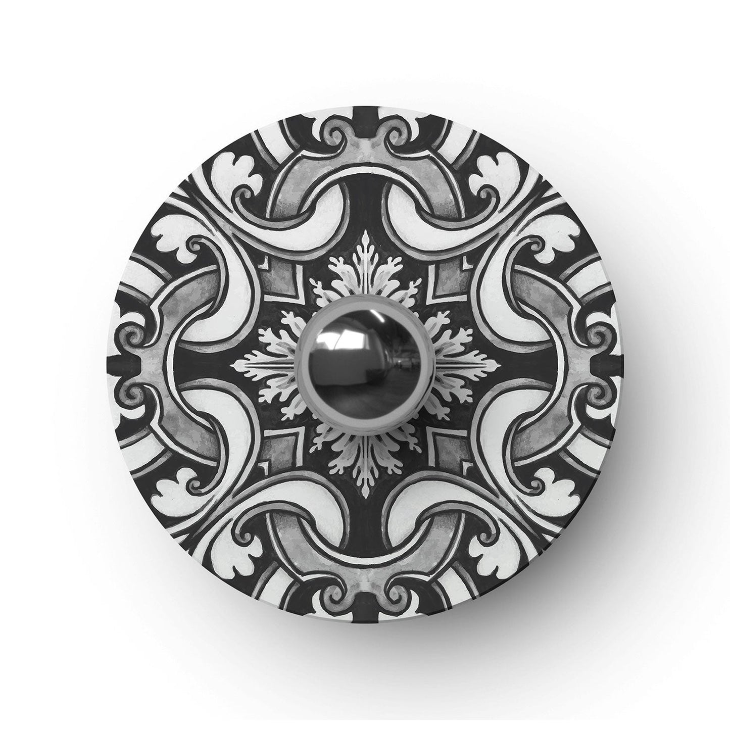 Mini piatto Ellepì 'Maioliche' Bianco e Nero per lampade, diametro 24 cm - Made in Italy