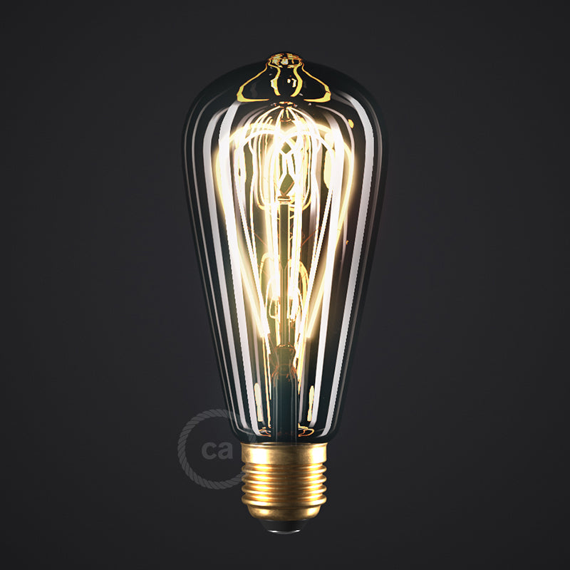 Lampadina LED Smoky Edison ST64 filamento Curvo a Doppio Loop 5W 160Lm E27 1800K Dimmerabile