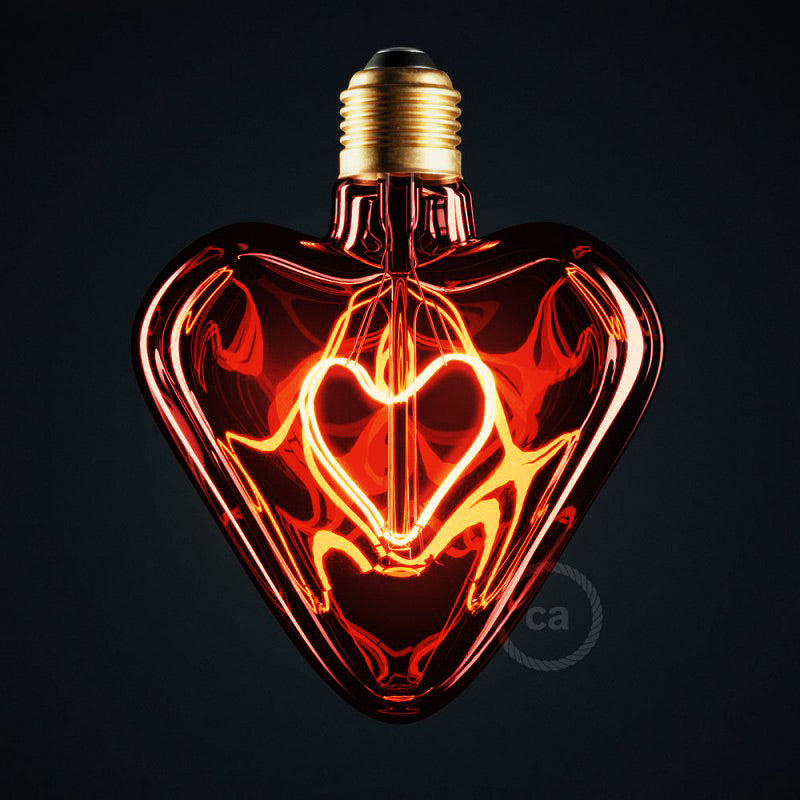 Lampadina LED Cuore Rosso 5W 150Lm E27 Decorativa 2000K Dimmerabile