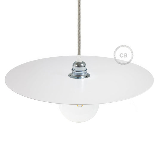 Piatto Ellepì oversize in ferro verniciato per lampade a sospensione, diametro 40 cm - Made in Italy - Bianco