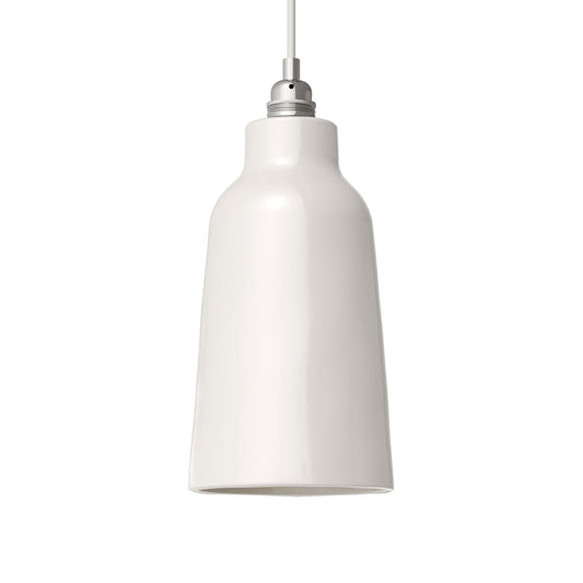 Paralume Bottiglia in ceramica, collezione Materia - Made in Italy - Bianco lucido