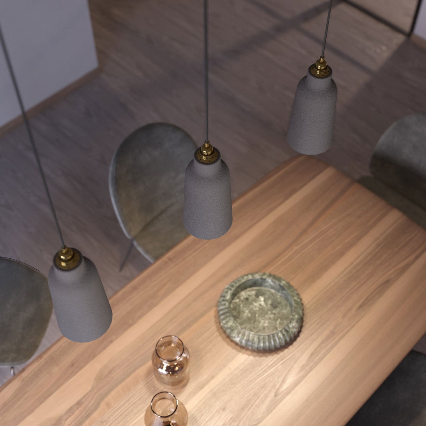 Paralume Bottiglia in ceramica, collezione Materia - Made in Italy - Effetto cemento