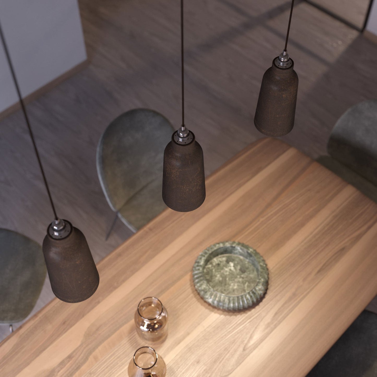 Paralume Bottiglia in ceramica, collezione Materia - Made in Italy - Effetto corten