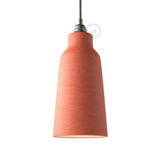 Paralume Bottiglia in ceramica, collezione Materia - Made in Italy - Corallo striato