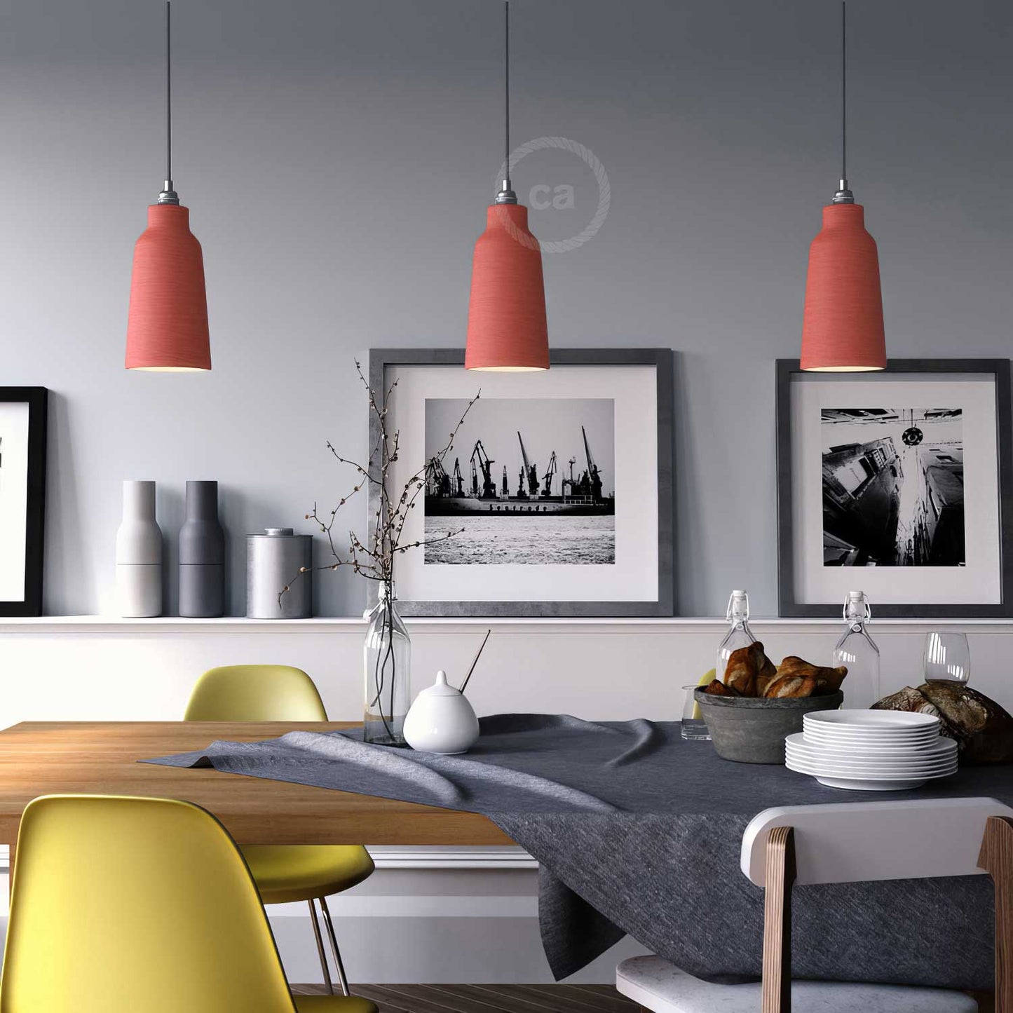 Paralume Bottiglia in ceramica, collezione Materia - Made in Italy - Corallo striato