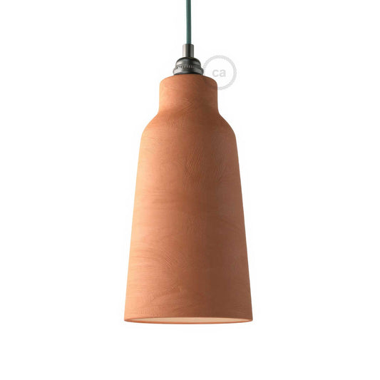 Paralume Bottiglia in ceramica, collezione Materia - Made in Italy - Terracotta striato