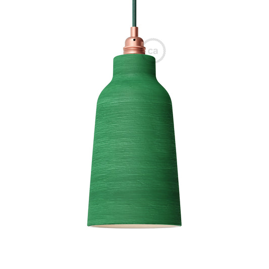 Paralume Bottiglia in ceramica, collezione Materia - Made in Italy - Evergreen striato