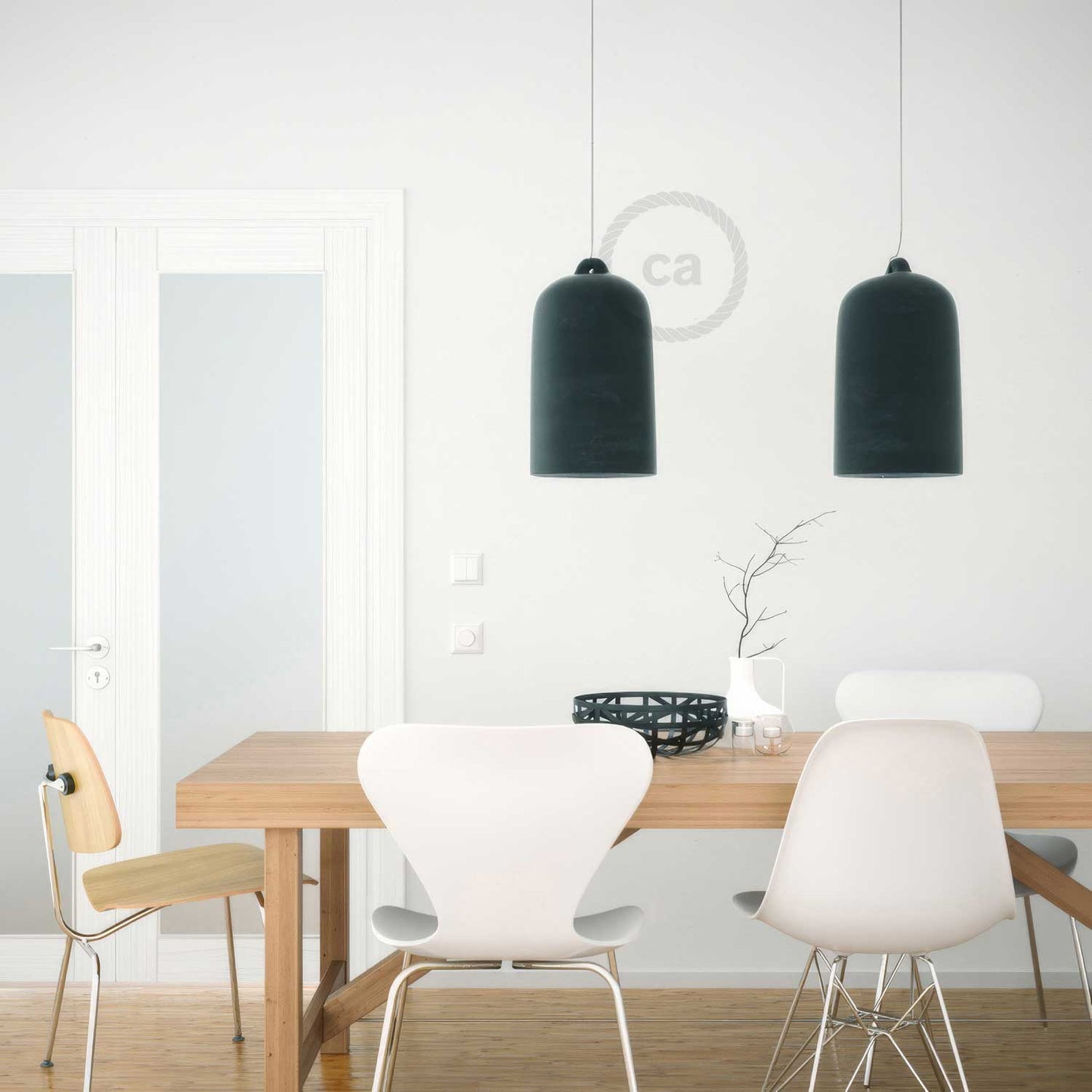 Campana, paralume XL in ceramica per sospensione - Made in Italy - Lavagna