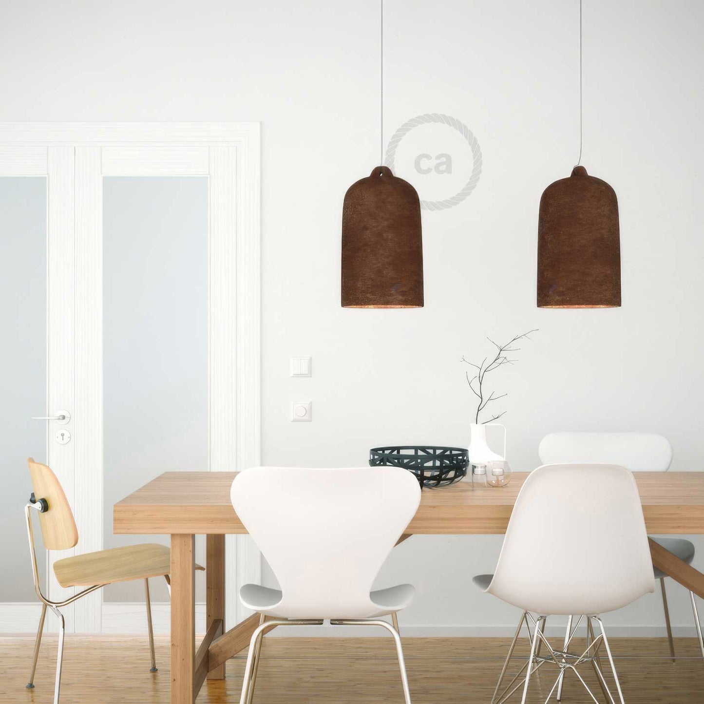 Campana, paralume XL in ceramica per sospensione - Made in Italy - Effetto corten