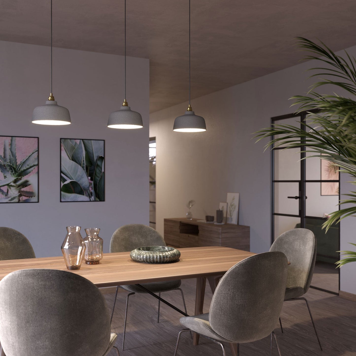 Paralume Coppa in ceramica, collezione Materia - Made in Italy - Effetto cemento