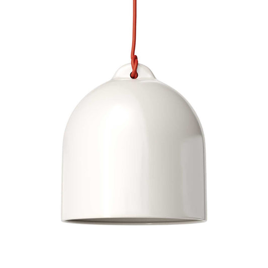 Campana, paralume M in ceramica per sospensione - Made in Italy - Bianco lucido