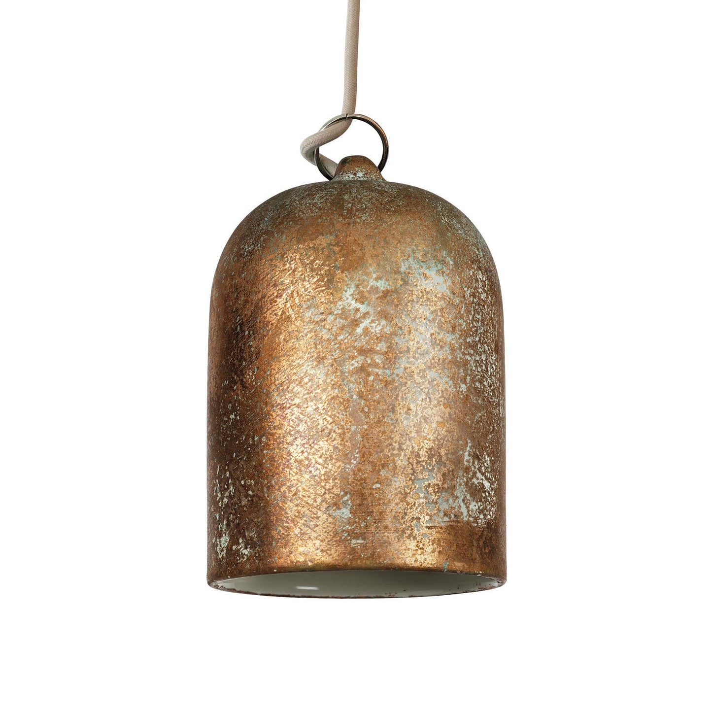 Campana Mini, paralume XS in ceramica per sospensione - Made in Italy - Effetto verde rame