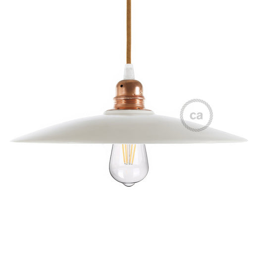 Paralume Piatto in ceramica per sospensione - Made in Italy - Bianco lucido