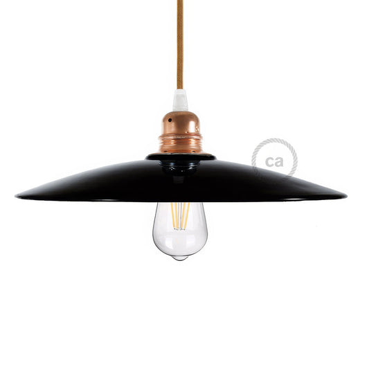 Paralume Piatto in ceramica per sospensione - Made in Italy - Nero - Rame