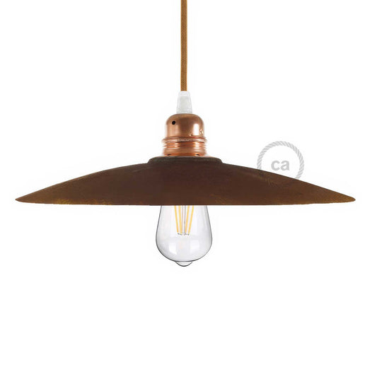 Paralume Piatto in ceramica per sospensione - Made in Italy - Effetto corten